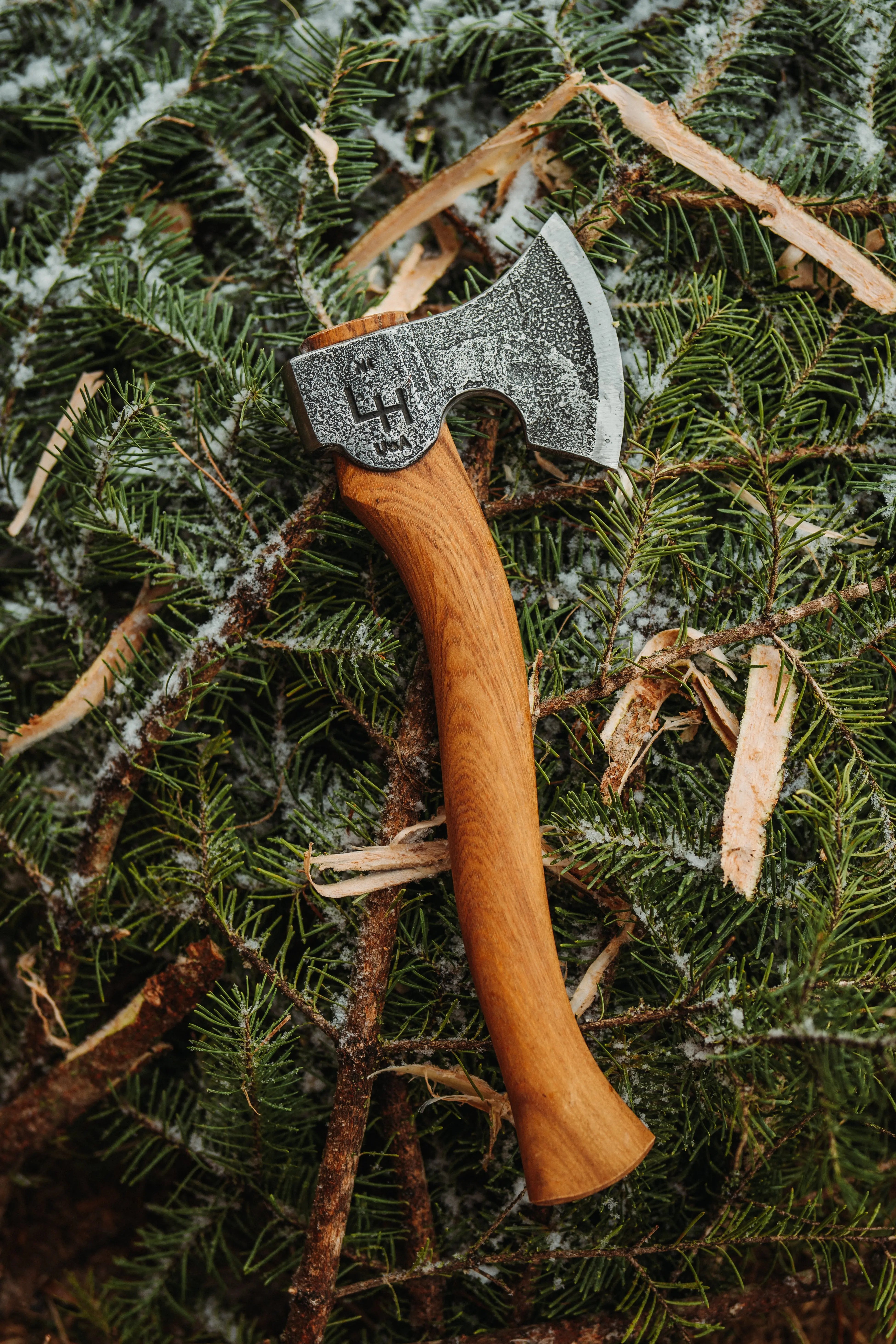 carving axe in the winter