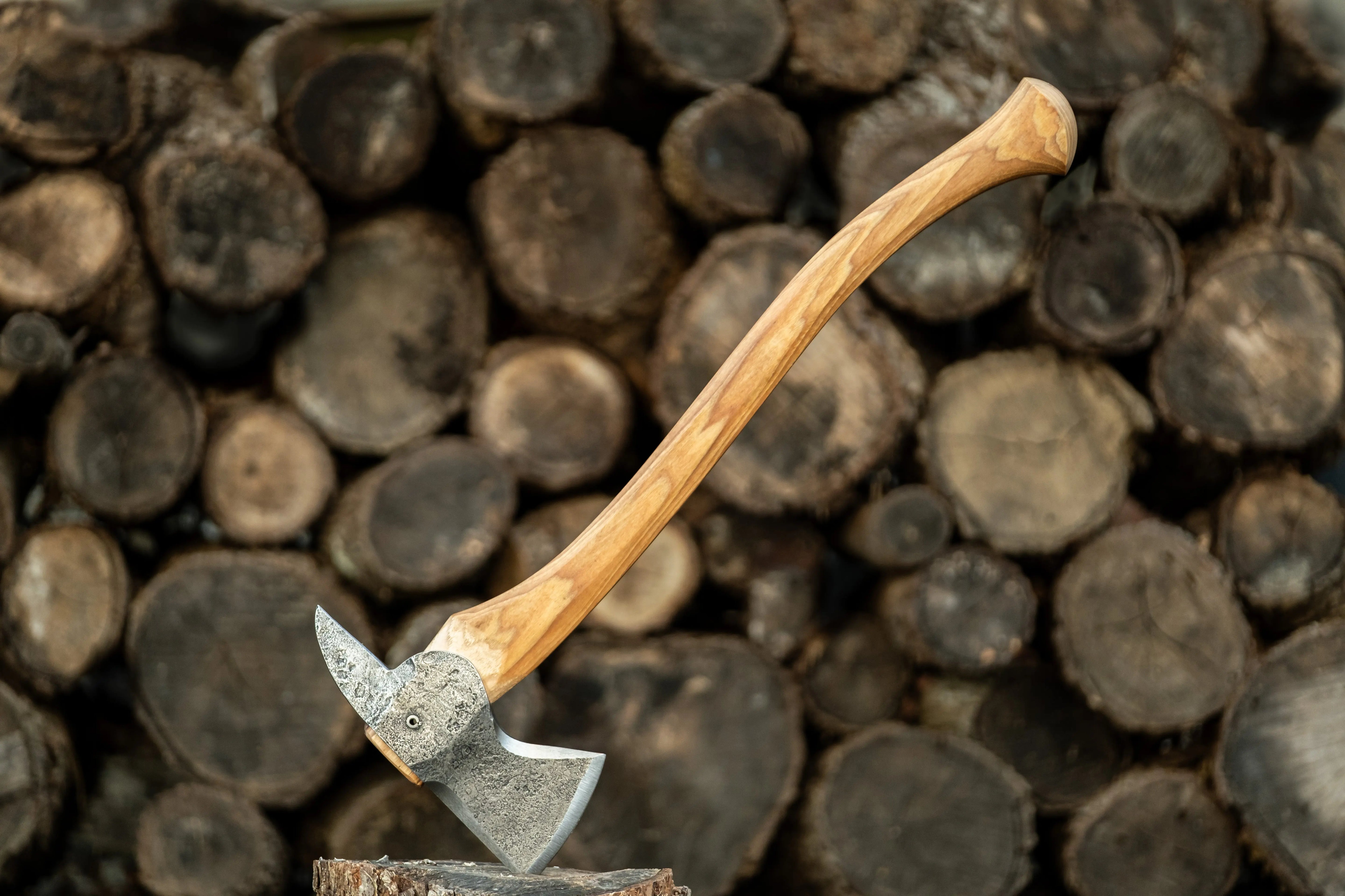 firemans axe in a stump