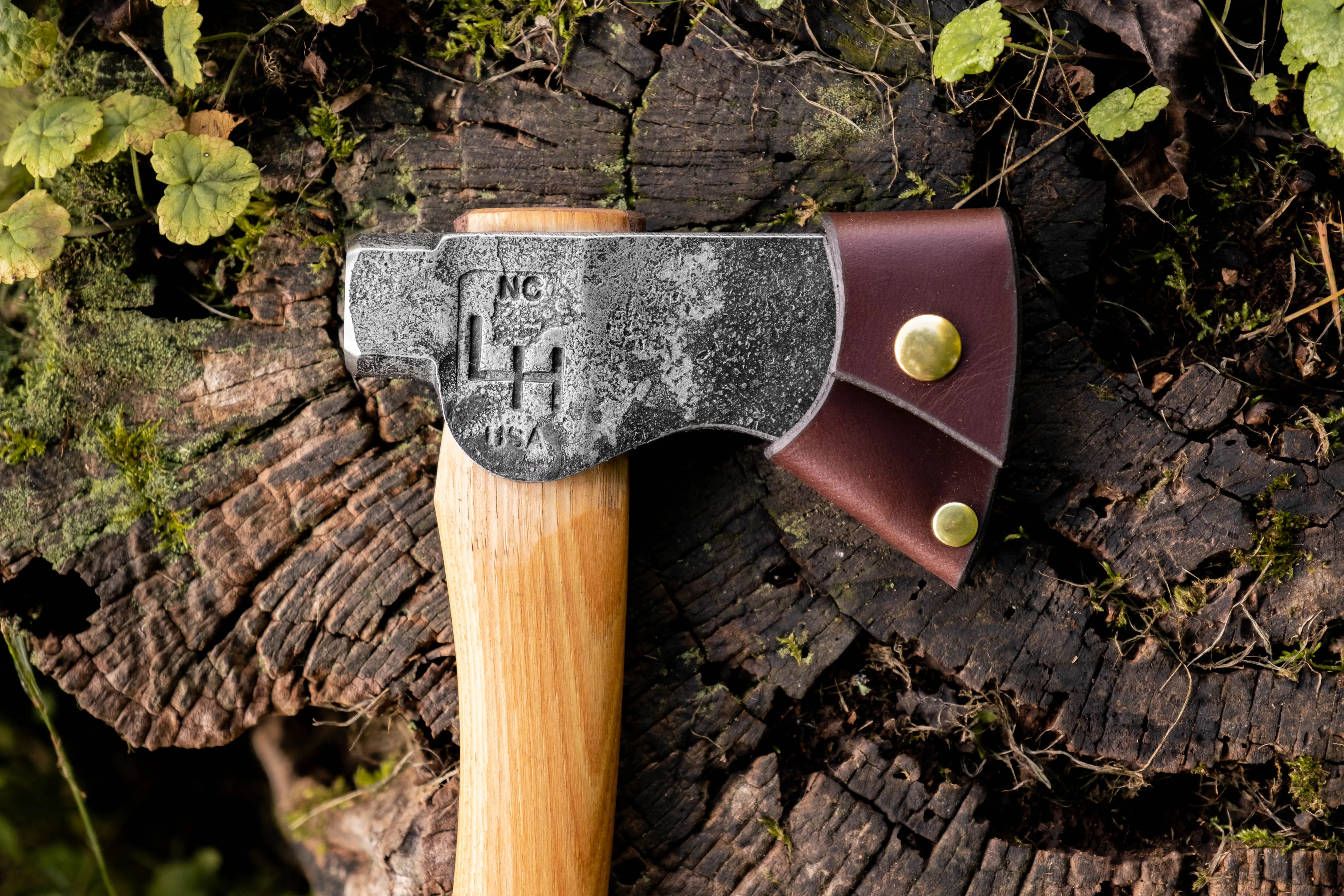 trappers hatchet with sheath on