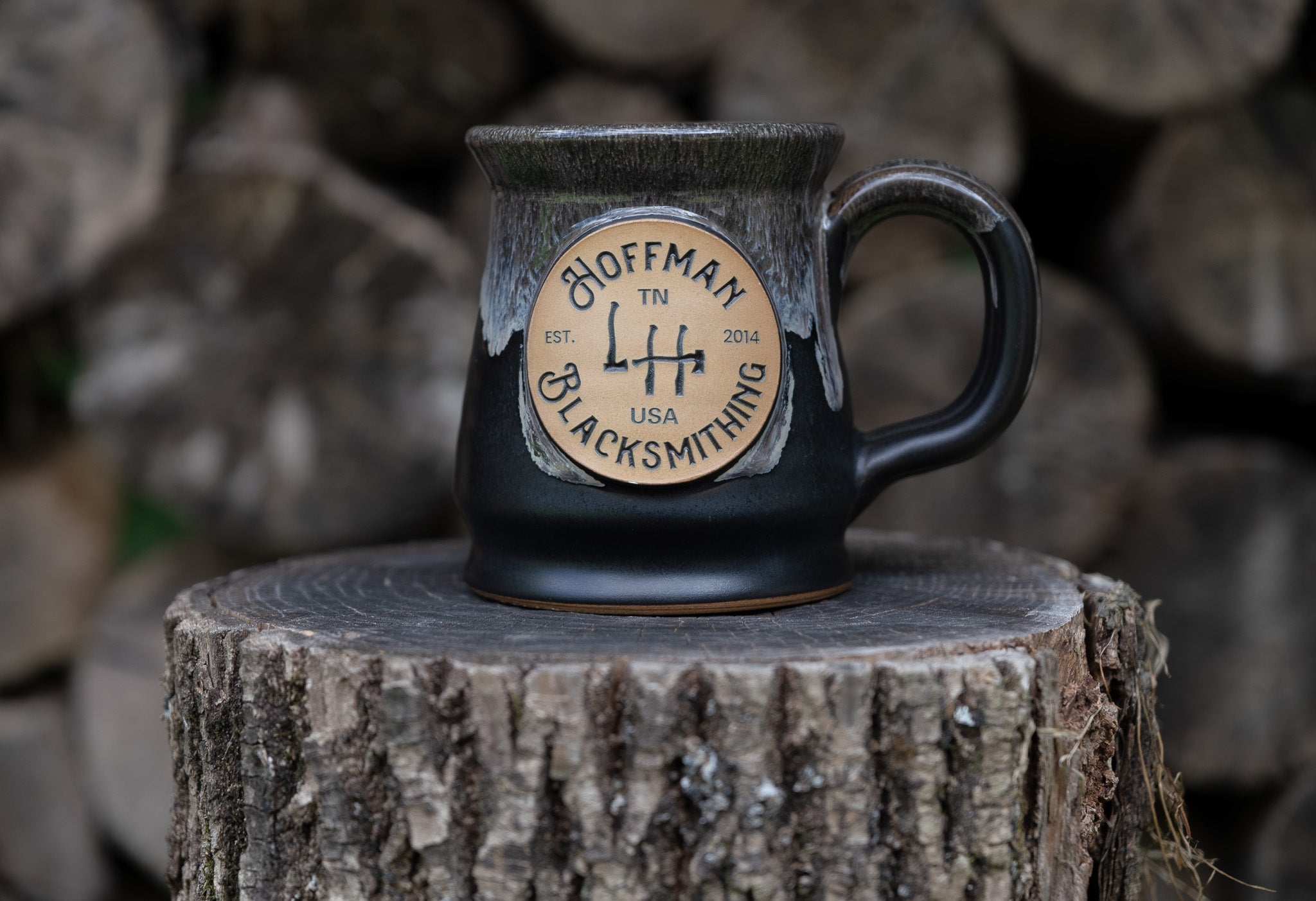 small black hoffman blacksmithing mug